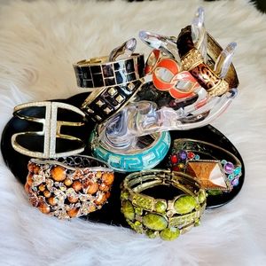 Vintage and Modern Cuff Bracelets Bundle of 9